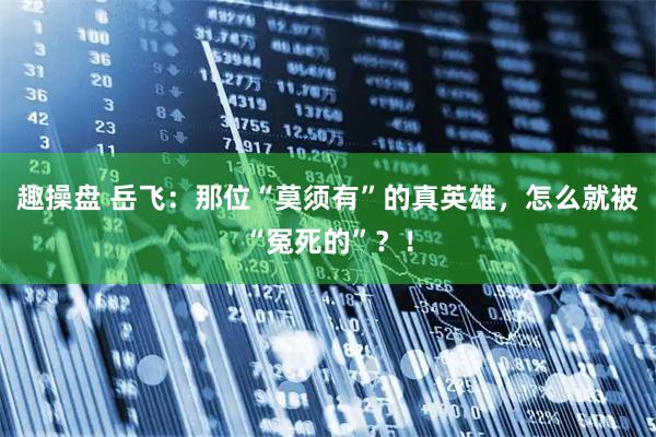 趣操盘 岳飞：那位“莫须有”的真英雄，怎么就被“冤死的”？！