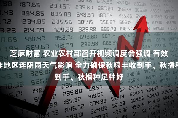 芝麻财富 农业农村部召开视频调度会强调 有效应对黄淮地区连阴雨天气影响 全力确保秋粮丰收到手、秋播种足种好