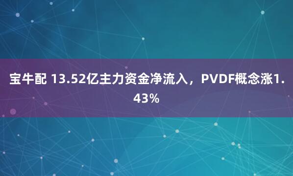 宝牛配 13.52亿主力资金净流入，PVDF概念涨1.43%