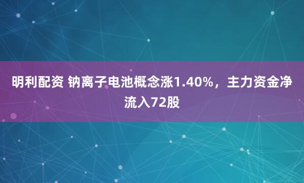明利配资 钠离子电池概念涨1.40%，主力资金净流入72股